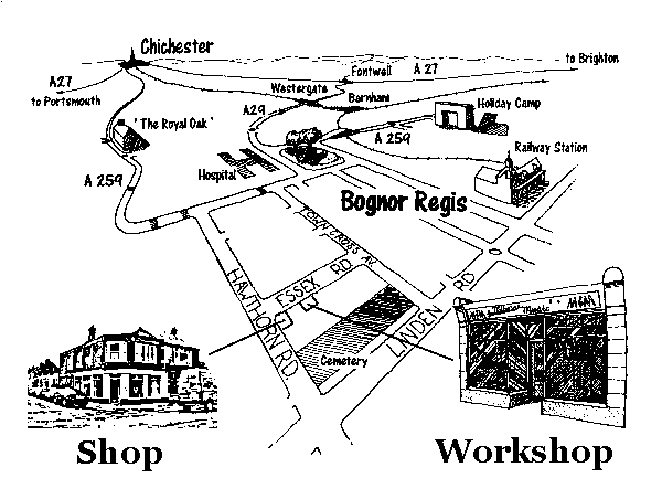 Map showing where to find the shops.